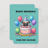 Gelukkige Eerste Verjaardagstaart en Pug (Voorkant / Achterkant)