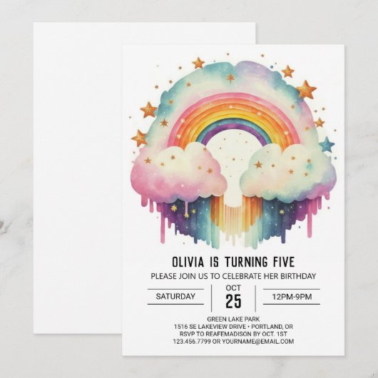 Gelukkige Elegante Wolken Meisje Verjaardag Kaart (Voorkant / Achterkant)