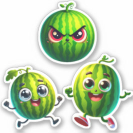 Gelukkige en boze watermeloenen sticker