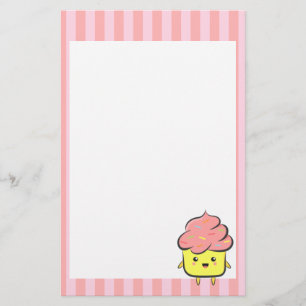 Gelukkige en kawaii cupcake met kleurrijke spikkel briefpapier