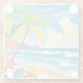 Gelukkige en Leuke strandkunst 2 Glazen Onderzetter (Achterkant)