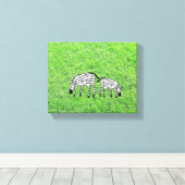 Gelukkige en Schattigee Keniaanse zebra's Canvas Afdruk (Insitu (Houten vloer))