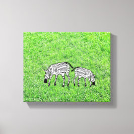 Gelukkige en Schattigee Keniaanse zebra's Canvas Afdruk