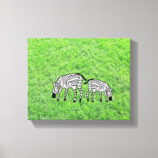 Gelukkige en Schattigee Keniaanse zebra's Canvas Afdruk (Voorkant)