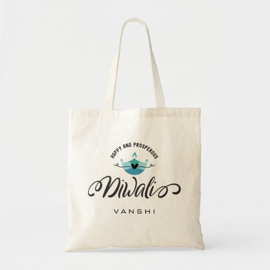 Gelukkige en welvarende Diwali aanpasbare moderne Tote Bag (Voorkant)