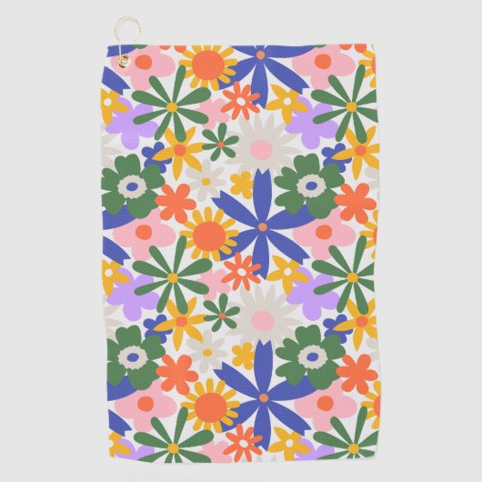 Gelukkige Enorme Primaire Bloemen Explosie Golfhanddoek (Voorkant)