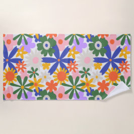 Gelukkige Enorme Primaire Bloemen Explosie Strandlaken