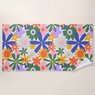 Gelukkige Enorme Primaire Bloemen Explosie Strandlaken