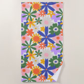 Gelukkige Enorme Primaire Bloemen Explosie Strandlaken (Voorkant)