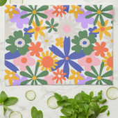 Gelukkige Enorme Primaire Bloemen Explosie Theedoek (Gevouwen)