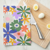 Gelukkige Enorme Primaire Bloemen Explosie Theedoek (Quarter Fold)