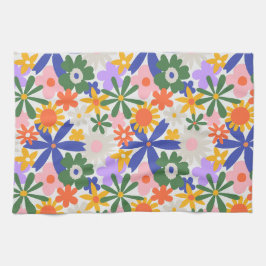 Gelukkige Enorme Primaire Bloemen Explosie Theedoek
