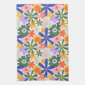 Gelukkige Enorme Primaire Bloemen Explosie Theedoek (Verticaal)