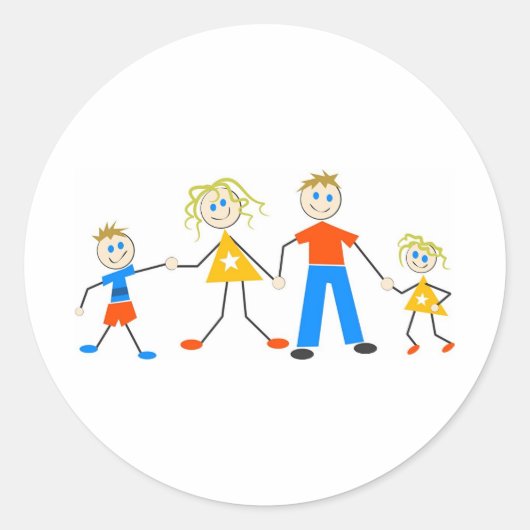 Gelukkige families ronde sticker (Voorkant)