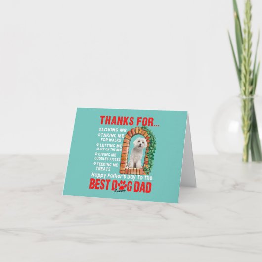 gelukkige feestdag beste hond vader schattige malt bedankkaart (Achterkant)