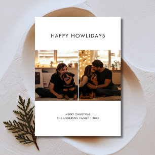 Gelukkige feestdagen 2 paar foto met hond Kerstmis Feestdagenkaart
