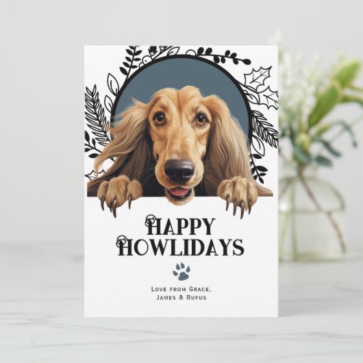 Gelukkige Feestdagen Afghaanse Hond Kerstmis Feestdagenkaart (Staand voorkant)