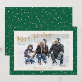 Gelukkige Feestdagen Gouden Sterren Rand Foto Feestdagenkaart