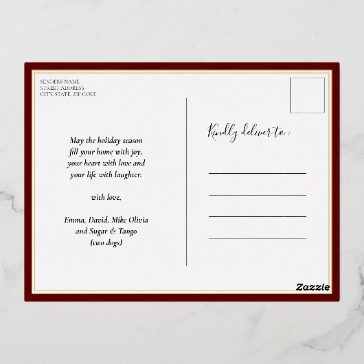 Gelukkige Feestdagen Rode Gouden Kalligrafie Huisd (Achterkant)