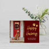 Gelukkige Feestdagen Rode Gouden Kalligrafie Huisd (Staand Voorkant)