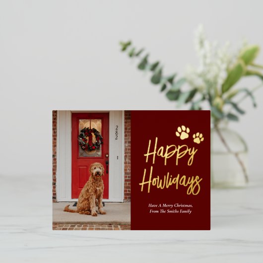 Gelukkige Feestdagen Rode Gouden Kalligrafie Huisd (Staand Voorkant)