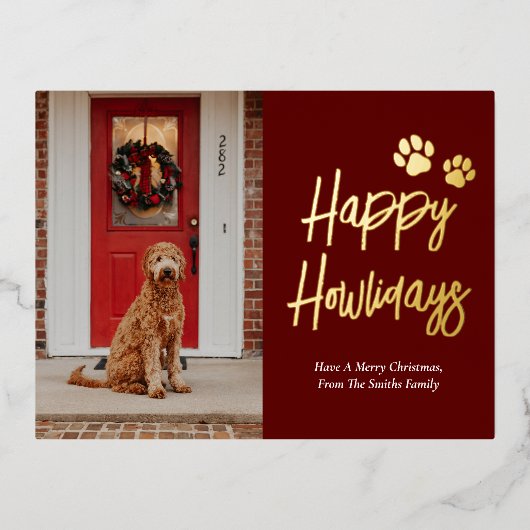 Gelukkige Feestdagen Rode Gouden Kalligrafie Huisd (Voorkant)