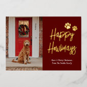 Gelukkige Feestdagen Rode Gouden Kalligrafie Huisd (Voorkant)