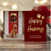 Gelukkige Feestdagen Rode Gouden Kalligrafie Huisd