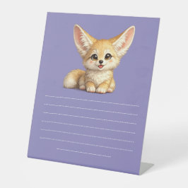 Gelukkige Fennek Vos Schattig Positief Vibes Desig Reclamebord Met Voetstuk