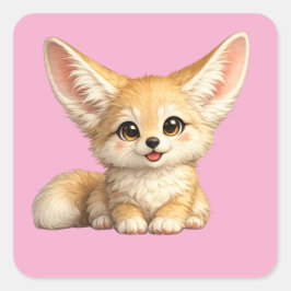 Gelukkige Fennek Vos Schattig Positief Vibes Desig Vierkante Sticker