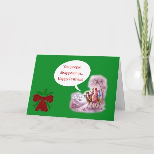 Gelukkige Festivus met 3 wijzen Feestdagen Kaart (Voorkant)