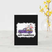 Gelukkige Flamingo Roze Flamingo Halloween Skeleto Kaart (Gele Bloem)