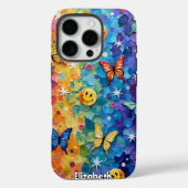 Gelukkige Flutter: Psychedelische Glimlach Case-Mate iPhone Case (Achterkant)
