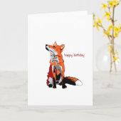 Gelukkige Foxy verjaardag Kaart (Gele Bloem)