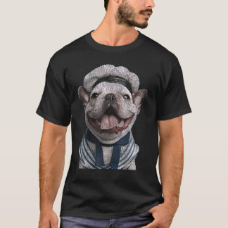 Gelukkige Franse Bulldog Gezicht Portret Stijl T-shirt