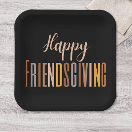 Gelukkige Friendsgiving Thanksgiving Typografie He Papieren Bordje