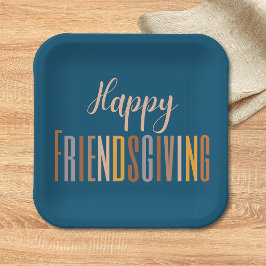 Gelukkige Friendsgiving Thanksgiving Typografie He Papieren Bordje