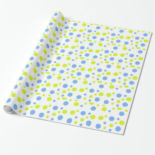 Gelukkige Funky Gele Blauwe Bellen Cadeaupapier