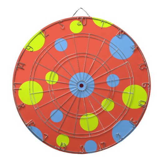 Gelukkige Funky Gele Blauwe Bellen Dartbord (Voorkant)