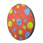 Gelukkige Funky Gele Blauwe Bellen Dartbord (Voorkant Rechts)