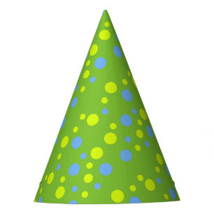 Gelukkige Funky Gele Blauwe Bellen Feesthoedjes