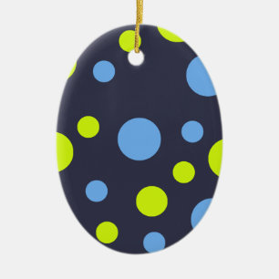 Gelukkige Funky Gele Blauwe Bellen Keramisch Ornament