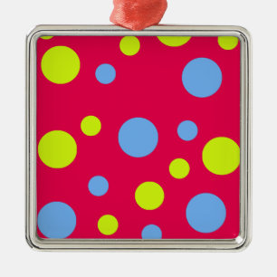 Gelukkige Funky Gele Blauwe Bellen Metalen Ornament