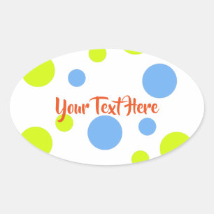 Gelukkige Funky Gele Blauwe Bellen Ovale Sticker
