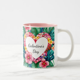 Gelukkige Galentine's Day Hawaiian Heart Tweekleurige Koffiemok