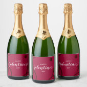 Gelukkige Galentines, Rode Wijn Champagne Label Sparkling Wijnetiket (Flessen)