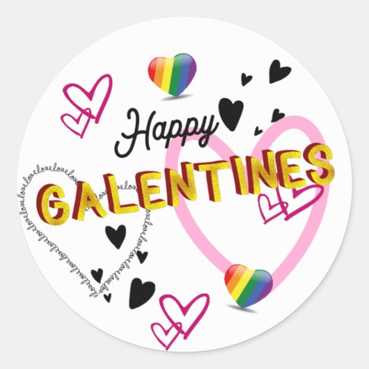 Gelukkige Galentines Ronde Sticker (Voorkant)