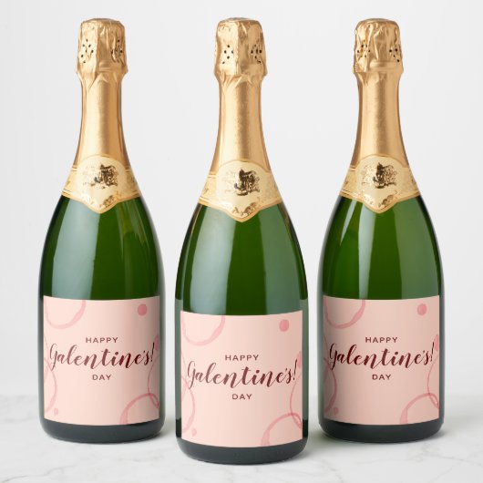 Gelukkige Galentines, Roze Mousserende Champagne L Sparkling Wijnetiket (Flessen)