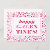 Gelukkige Galentine's | Waterverf harten Briefkaart (Voorkant / Achterkant)
