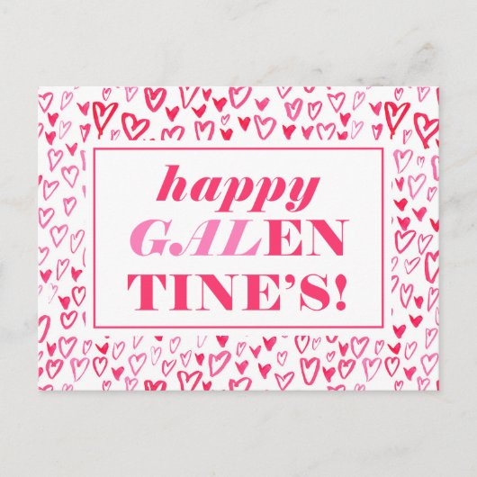 Gelukkige Galentine's | Waterverf harten Briefkaart (Voorkant)